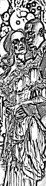 Free colorable bookmarks of a zombie embrace
